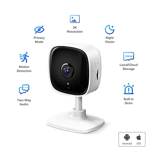 TP-Link Tapo 2K Indoor Security Dog Camera for Baby Monitor w/ Motion Detection, 2-Way Audio Siren, Night Vision, Cloud & SD