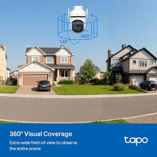TP-Link Tapo 2K QHD Outdoor Pan/Tilt Wi-Fi Security Camera, 360° View, Motion Tracking, Color Night Vision, Free