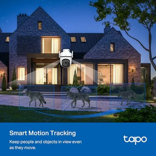 TP-Link Tapo 2K QHD Outdoor Pan/Tilt Wi-Fi Security Camera, 360° View, Motion Tracking, Color Night Vision, Free