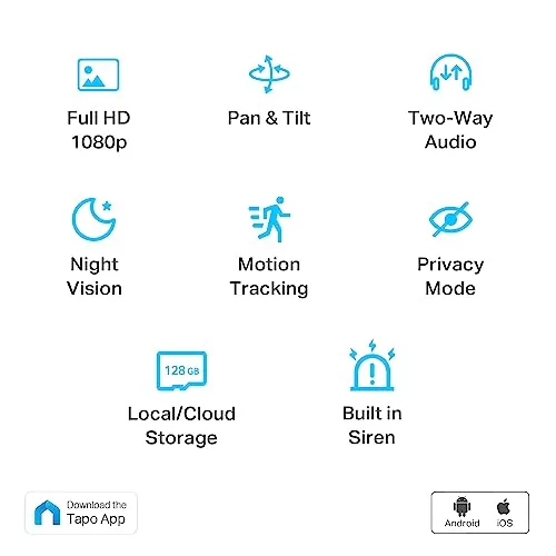 TP-Link Tapo Pan/Tilt Security Camera for Baby Monitor, Pet Camera w/ Motion Detection, 1080P, 2-Way Audio, Night Vision,
