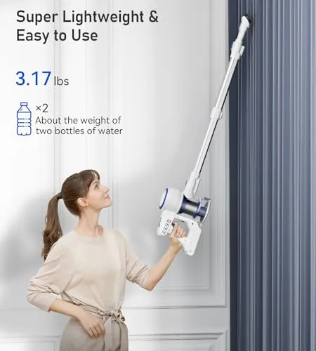 Tryseek Cordless Vacuum Cleaner, 26kPa Powerful Stick Vacuum 6 in 1, Rechargeable Battery Max 45 Mins Runtime, Lightweight &