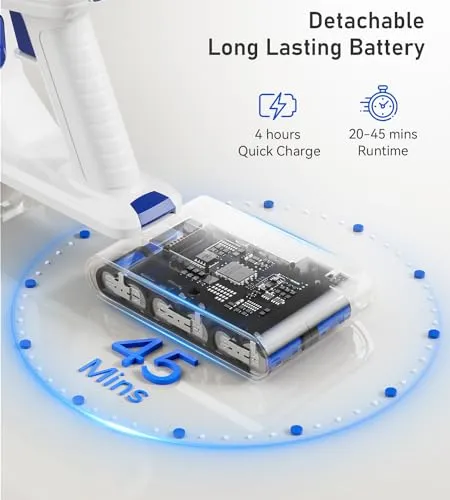 Tryseek Cordless Vacuum Cleaner, 26kPa Powerful Stick Vacuum 6 in 1, Rechargeable Battery Max 45 Mins Runtime, Lightweight &