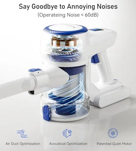 Tryseek Cordless Vacuum Cleaner, 26kPa Powerful Stick Vacuum 6 in 1, Rechargeable Battery Max 45 Mins Runtime, Lightweight &