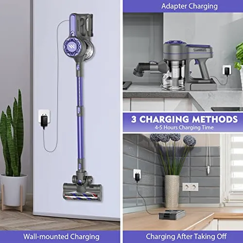Tvwio Vacuum Cleaner Cordless Vacuum Cleaner,Stick Vacuum Cleaner with Powerful Suction,Rechargeable Vacuum 2200mAh Battery