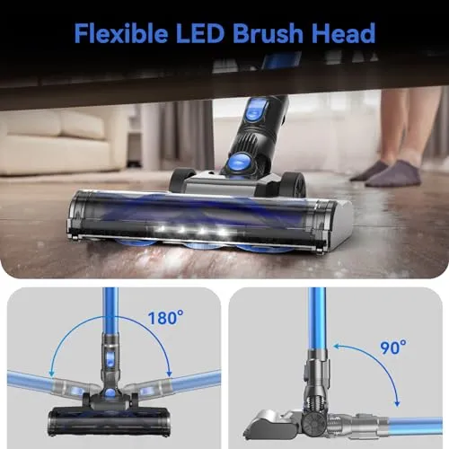 UMLo Cordless Vacuum Cleaner, 6-in-1 Ultra-Lightweight Stick Vacuum with 2200 mAh Battery, 40 Mins Max Runtime, Powerful