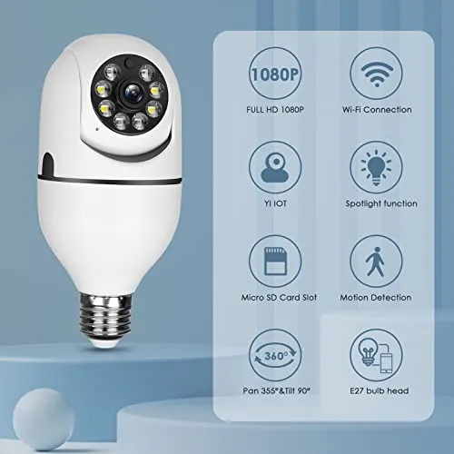 UPULTRA Security Camera 2packs 1080P Wireless WiFi Outdoor Home IP Camera E27 360 Degree Panoramic,Motion Detection and