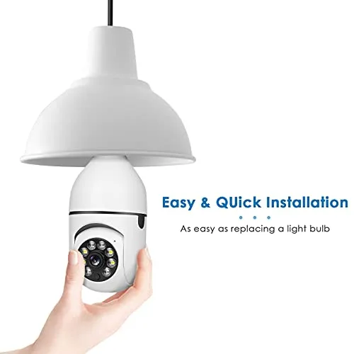 UPULTRA Security Camera 2packs 1080P Wireless WiFi Outdoor Home IP Camera E27 360 Degree Panoramic,Motion Detection and