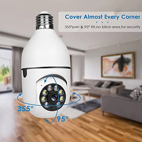 UPULTRA Security Camera 2packs 1080P Wireless WiFi Outdoor Home IP Camera E27 360 Degree Panoramic,Motion Detection and