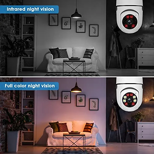 UPULTRA Security Camera 2packs 1080P Wireless WiFi Outdoor Home IP Camera E27 360 Degree Panoramic,Motion Detection and
