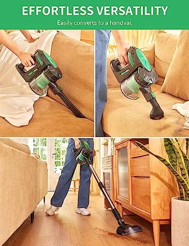 Vactidy Cordless Vacuum Cleaner, 20000Pa Powerful Suction, Rechargeable Battery, 6-in-1 Lightweight Stick Vacuum, Up to 35