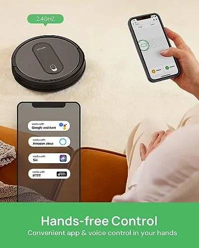 Vactidy Robot Vacuum with 2000Pa Suction Power, 2.4GHz WiFi/App/Alexa/Siri Control, Self-Charging Robotic Vacuum Cleaner for