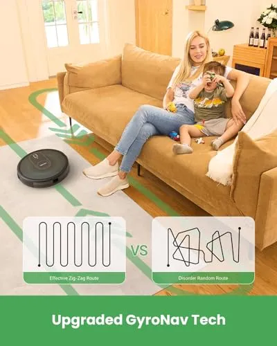 Vactidy T8 Robot Vacuum and Mop, Gyro Navigation Robotic Vacuum Cleaner, 2 in 1 Mopping Robot with Watertank and Dustbin,