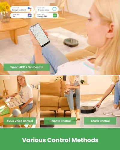Vactidy T8 Robot Vacuum and Mop, Gyro Navigation Robotic Vacuum Cleaner, 2 in 1 Mopping Robot with Watertank and Dustbin,