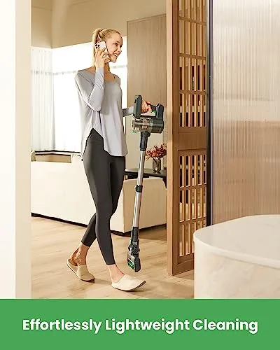 Vactidy V9 Cordless Vacuum Cleaner, Cordless Stick Vacuum with 250W Brushless Motor, 45min Runtime, Detachable Battery, 6 in