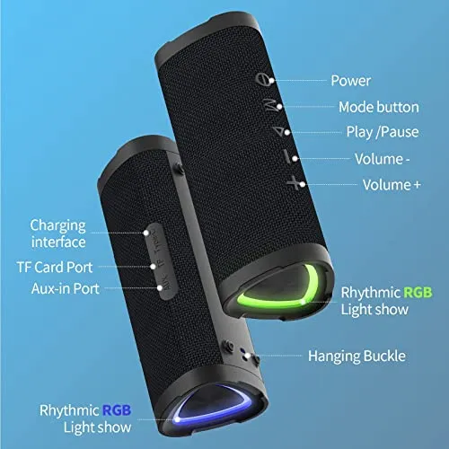 Vanzon Bluetooth Speakers V40 Portable Wireless Speaker V5.0 with 24W Loud Stereo Sound, TWS, 24H Playtime & IPX7