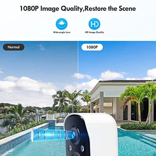 Viseefocu Solar Security Cameras Wireless Outdoor for Home Security, Two Spotlights, 1080P Color Night Vision Battery