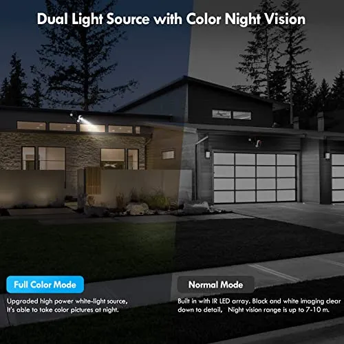 Viseefocu Solar Security Cameras Wireless Outdoor for Home Security, Two Spotlights, 1080P Color Night Vision Battery