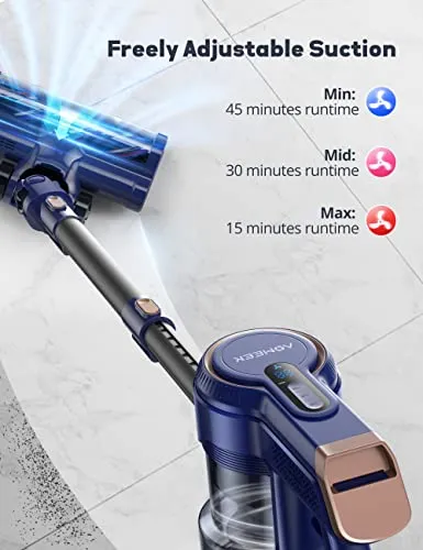 Voweek Cordless Vacuum Cleaner, 6 in 1 Lightweight Stick Vacuum with 3 Power Modes, LED Display, Powerful Vacuum Cleaner Up