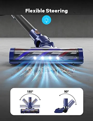 Voweek Cordless Vacuum Cleaner, 6 in 1 Lightweight Stick Vacuum with 3 Power Modes, LED Display, Powerful Vacuum Cleaner Up