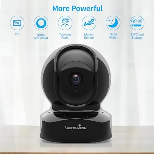 Wansview Security Camera, IP Camera 2K, WiFi Home Indoor Camera for Baby/Pet/Nanny, 2 Way Audio Night Vision, Works with