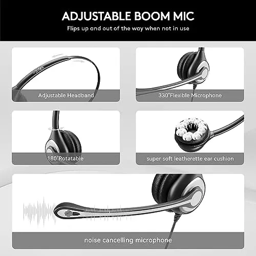 Wantek USB Computer Headset with Microphone for Laptop PC,3.5mm Wired Stereo Call Center Headset with Microphone Noise