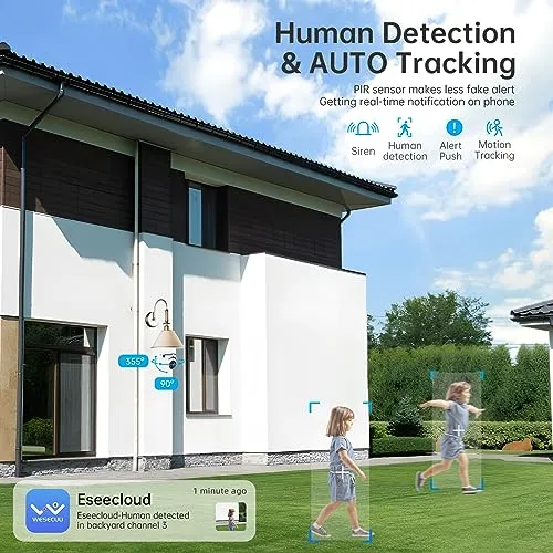 WESECUU Light Bulb Security Camera -5G& 2.4GHz WiFi 2K Security Cameras Wireless Outdoor Motion Detection and Alarm,Two-Way