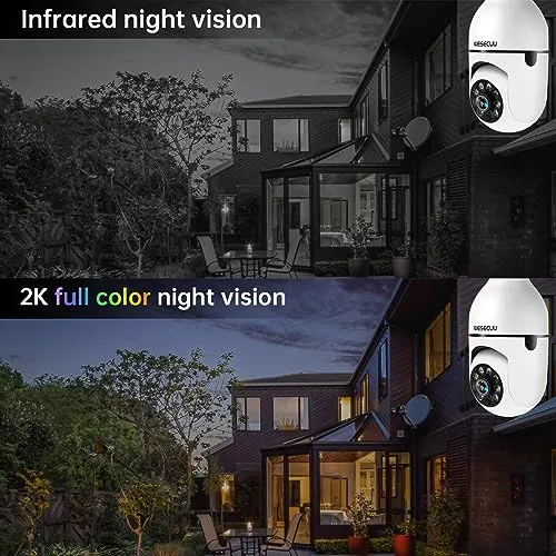WESECUU Light Bulb Security Camera -5G& 2.4GHz WiFi 2K Security Cameras Wireless Outdoor Motion Detection and Alarm,Two-Way