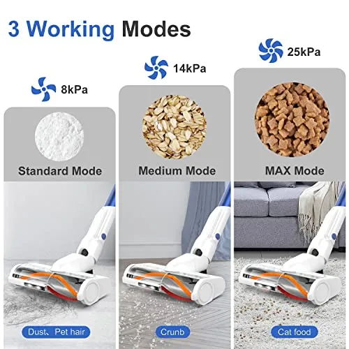 whall Cordless Vacuum Cleaner, Upgraded 25Kpa Suction 280W Brushless Motor 4 in 1 Cordless Stick Vacuum Cleaner, Lightweight
