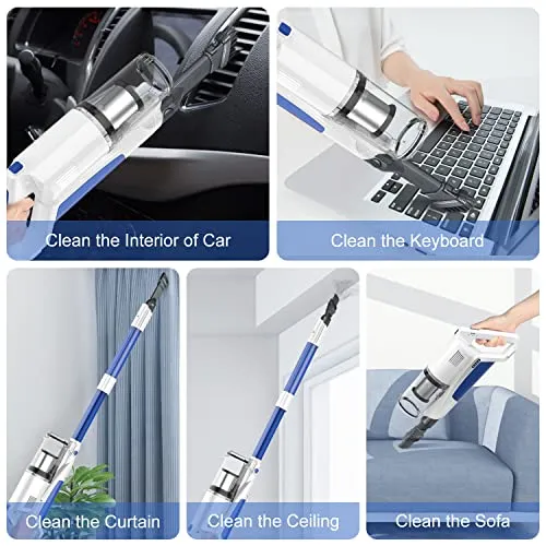 whall Cordless Vacuum Cleaner, Upgraded 25Kpa Suction 280W Brushless Motor 4 in 1 Cordless Stick Vacuum Cleaner, Lightweight
