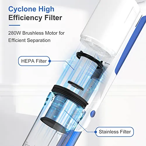 whall Cordless Vacuum Cleaner, Upgraded 25Kpa Suction 280W Brushless Motor 4 in 1 Cordless Stick Vacuum Cleaner, Lightweight