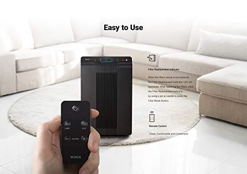 Winix 5500-2 Air Purifier with True HEPA, PlasmaWave and Odor Reducing Washable AOC Carbon Filter Medium , Charcoal Gray air
