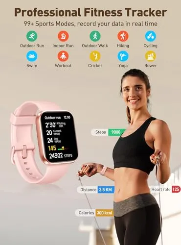 WMK Fitness Smart Watch for Women with Alexa Built-in, Activity Tracker with Health, Sleep Monitor, Step Calorie Counter,iOS