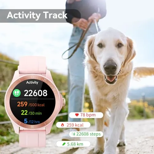 WMK Smart Watches for Women Heart Rate SpO2 Monitor Smartwatch with Bluetooth Call Android Smartwatch Activity Trackers and