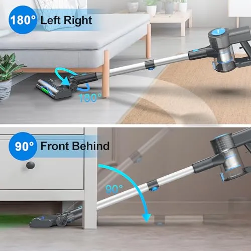 WnkimTech Cordless Vacuum Cleaner, Powerful Lightweight Stick Vacuum with 2200 mAh Battery, 6-in-1 Rechargeable Vacuum