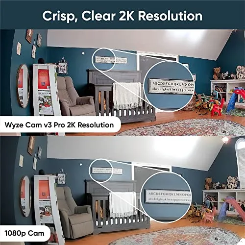 WYZE Cam v3 Pro 2K Indoor/Outdoor Wi-Fi Security Camera with Color Night Vision, Edge AI, Integrated Spotlight & Siren,