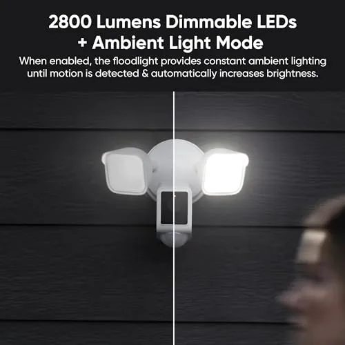 WYZE Floodlight Camera v2, 2800-Lumen LEDs, 2K HD Outdoor Security Camera, 160° Wide View, Motion Activated Light, 105dB