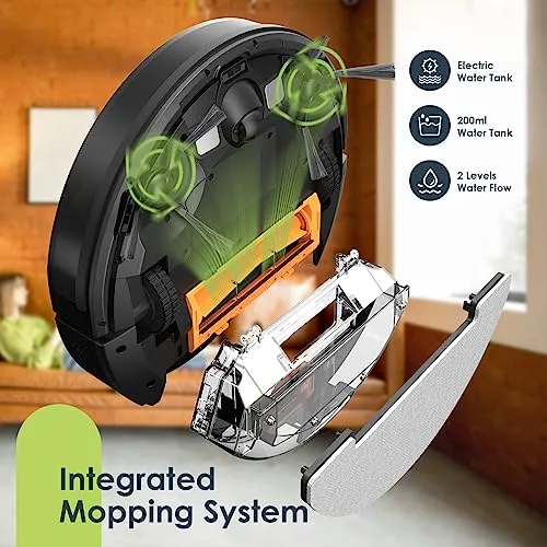 XIEBro Robot Vacuum and Mop Combo, 3 in 1 Mopping Robotic Vacuum with Schedule, App/Bluetooth/Alexa, 1600Pa Max Suction,