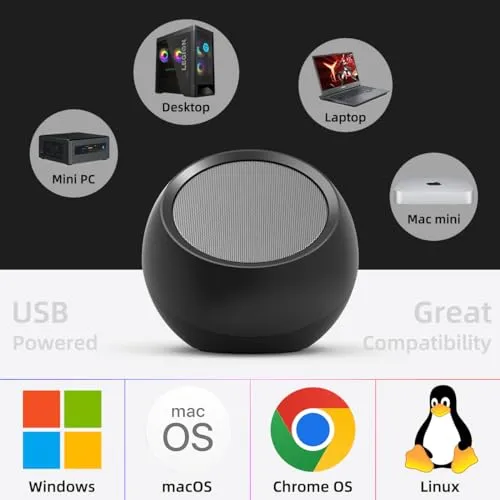 XKX [Upgraded] USB Computer Speakers for Desktop/ PC/ Laptop | Small Plug-n-Play External Speakers with Crystal-Clear Sound,