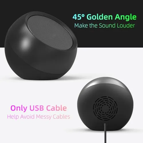 XKX [Upgraded] USB Computer Speakers for Desktop/ PC/ Laptop | Small Plug-n-Play External Speakers with Crystal-Clear Sound,
