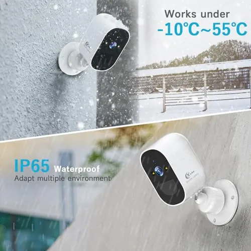 XVIM 2PCS 4MP Security Cameras Wireless Outdoor, 2.5K WiFi Indoor Home Security Cameras with PIR Motion Detection, 2.4GHz