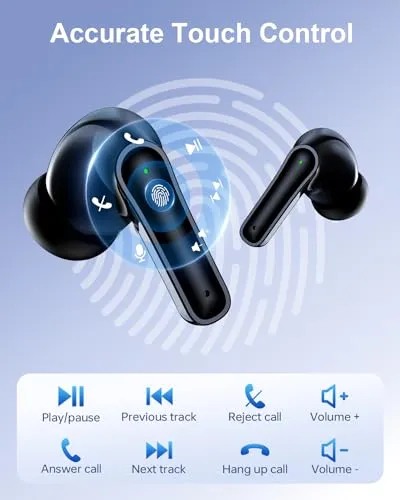 YAQ Wireless Earbuds Bluetooth Headphones, 40H Playtime Stereo IPX5 Waterproof Ear Buds, LED Power Display Cordless in-Ear