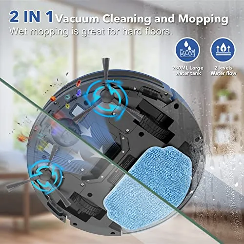 ZCWA Robot Vacuum and Mop Combo, 2 in 1 Mopping Robotic Vacuum with WiFi/App/Alexa, Robotic Vacuum Cleaner, Schedule