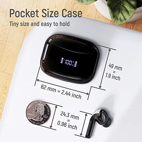 ZINGBIRD Wireless Earbuds Bluetooth Headphones 60H Playtime Ear Buds with LED Power Display Charging Case Earphones in-Ear