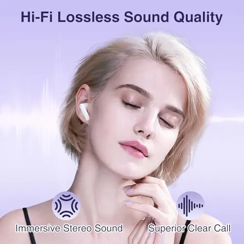 ZONWOO Wireless Earbuds, Bluetooth 5.3 Headphones with Charging Case, Touch Control in-Ear Stereo Earphones with Mic for