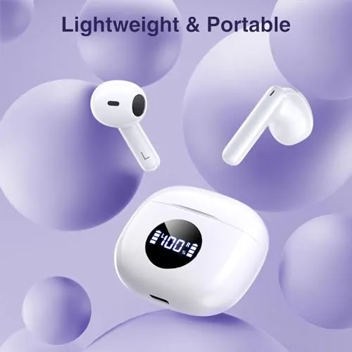 ZONWOO Wireless Earbuds, Bluetooth 5.3 Headphones with Charging Case, Touch Control in-Ear Stereo Earphones with Mic for