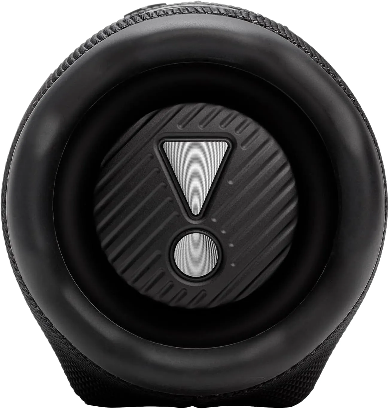 JBL Charge 6 passive radiator close-up showing the end cap design and JBL acoustic engineering
