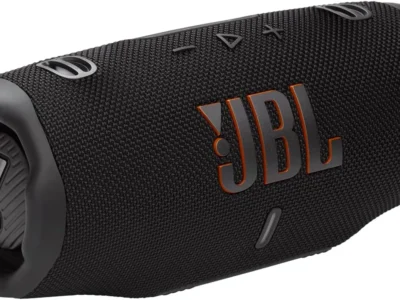 JBL Charge 6 Bluetooth speaker front hero view with JBL logo and passive radiator visible
