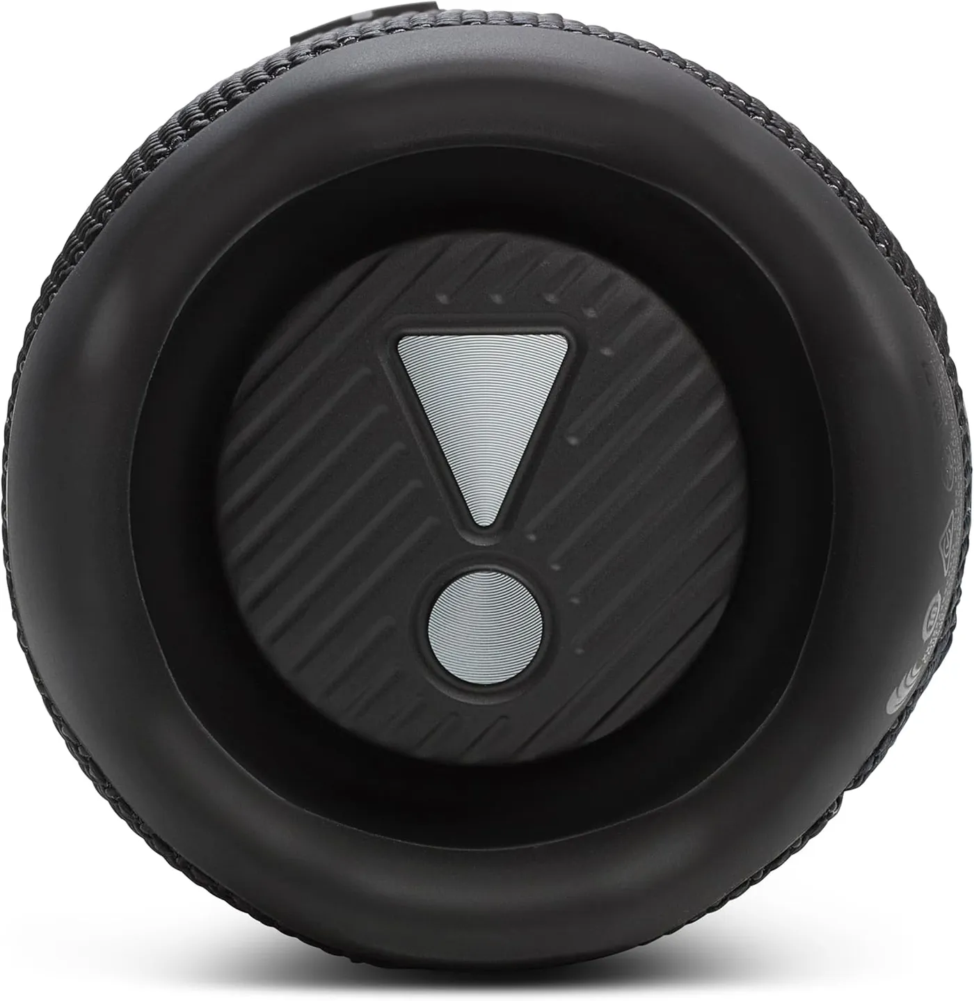 End-cap view of the JBL Flip 7 showing the passive bass radiator that extends the low-end response