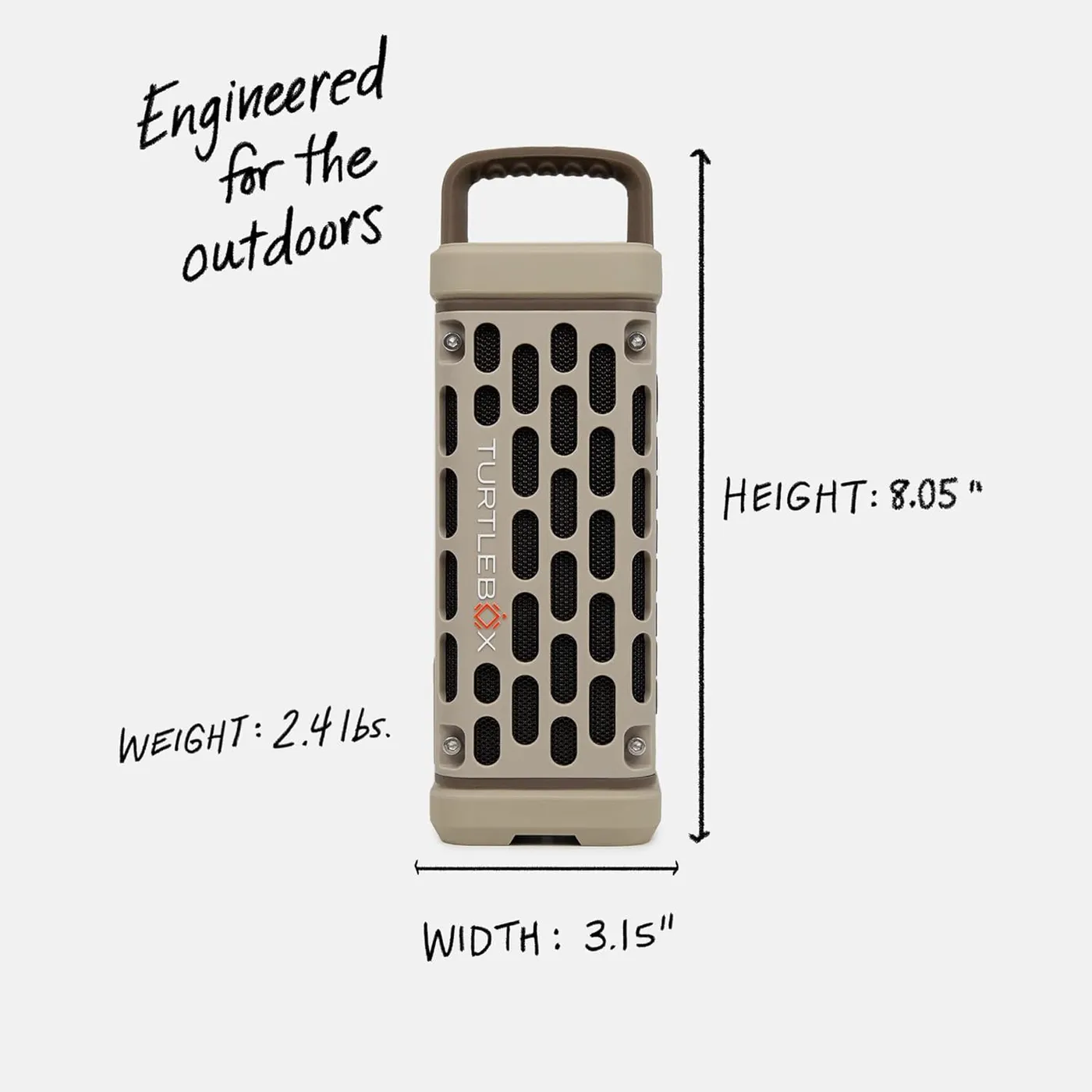 Turtlebox Ranger dimensions: 8.05 inch height, 3.15 inch width, 2.4 pound weight