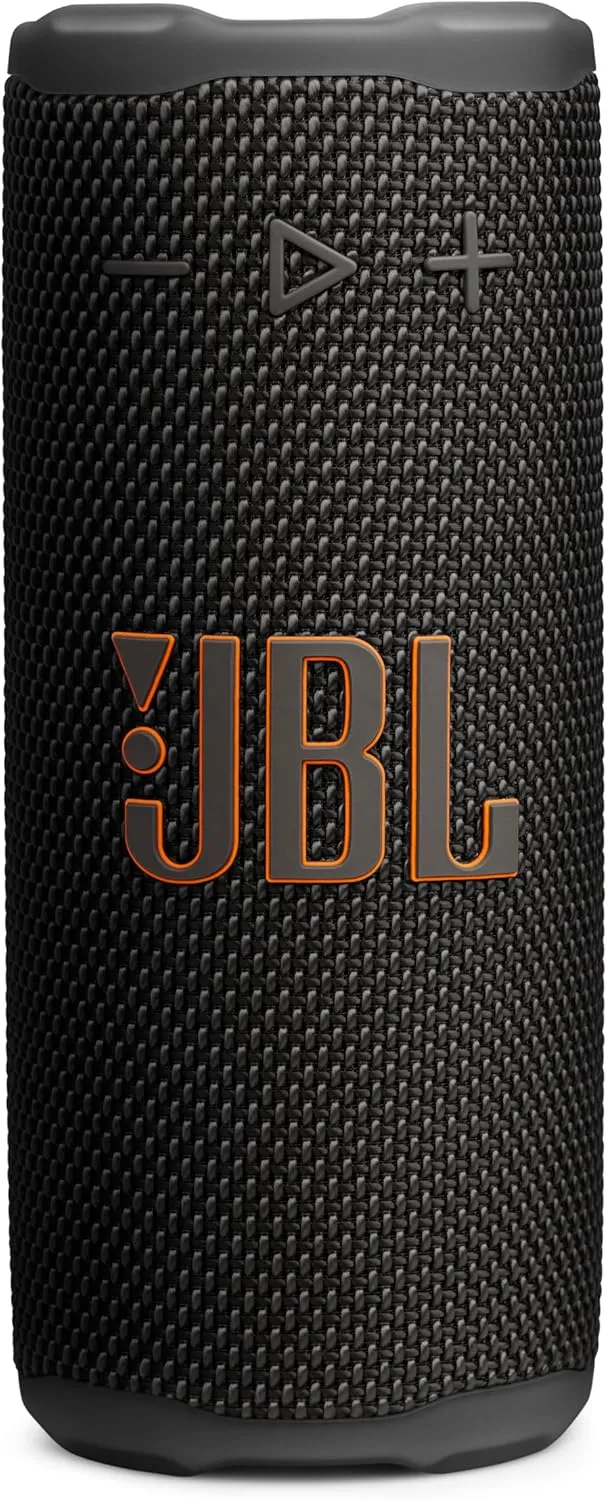 JBL Grip portable Bluetooth speaker in black, upright front view